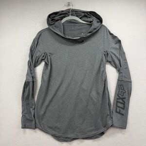 Fox Racing Shirt Women's Medium M Gray Hoodie Long Sleeve TruDri Tech Athletic